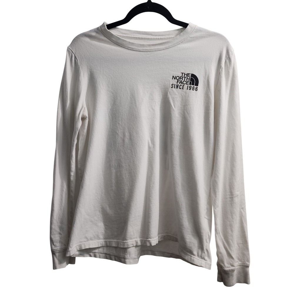 The North Face Womens Long Sleeve T Shirt Size M Graphic Print White Since 1966